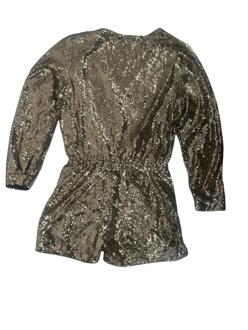 Boutique Style Women’s Gold Sequin Romper Large Long Sleeve New Years Eve Party - Picture 9 of 13